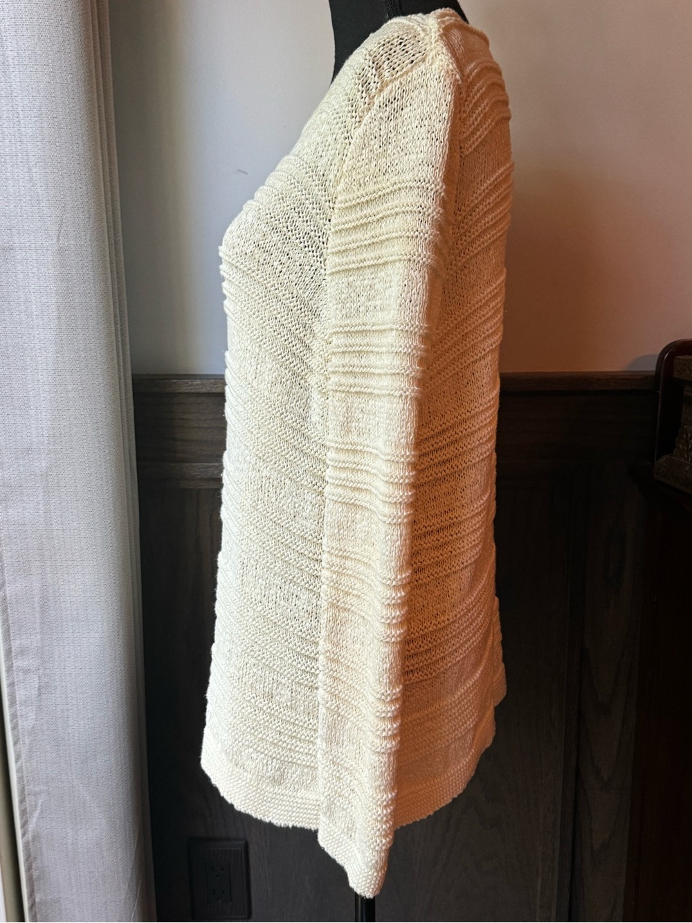 Dana Buchman Cream Textured Knit Scoop Neck Sweater large - Picture 3 of 7